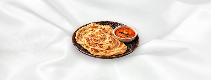 Roti Canai — Soft, flaky, buttery flat-breads with red curry sauce on the side, GB Canteen Orpington Chinese