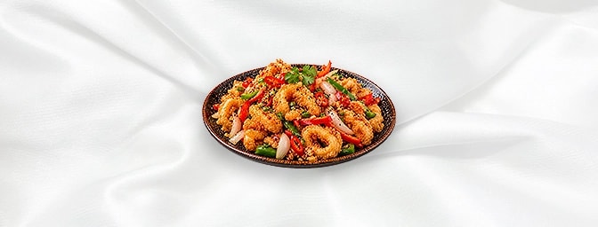 Salt & Chili Pepper — Battered and fried with mixed peppers & onion, shallot, garlic and chili, GB Canteen Orpington Chinese
