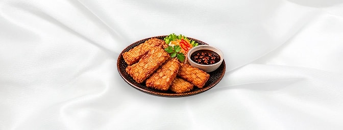 Tempe Goreng — Fermented Soyabean, with a strong and nutty flavor, served with sweet soy sauce, GB Canteen Orpington Chinese