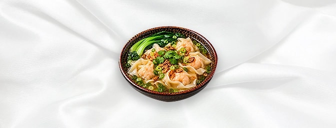 Wonton Soup — Dumpling with prawn filling in homemade broth, topped with spring onion & shallot, GB Canteen Orpington Chinese
