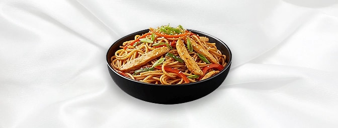Szechuan Noodle — Stir fried noodle in spicy Szechuan sauce with shredded veg or chicken, GB Canteen Harrow