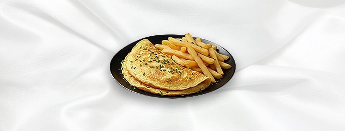 Omelette and Chips — A fluffy omelette served with fries, GB Canteen Wellington