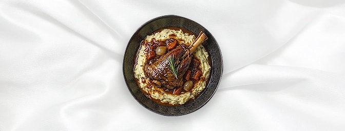 Kleftiko — Slowly Roasted Lamb Shank With Vegetable Sauce & Mash Potato, GB Canteen Hitchin