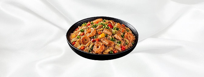 Cantonese Rice Chicken & Prawn — Rice cooked with Cantonese Style with chicken & prawn, GB Canteen Harrow