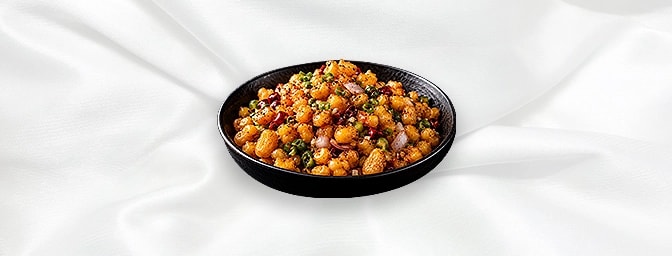 Crispy Corn Pepper Chilli — Golden Corn tossed with pepper, chilli, onion, GB Canteen Harrow
