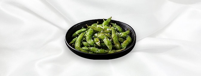 Steam Edamame with Sea Salt — Steamed edamame beans served with sea salt, GB Canteen Harrow