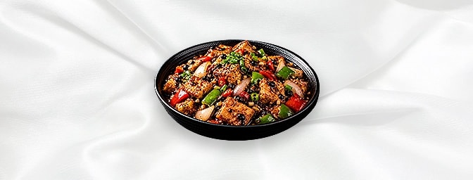 Tofu Black Bean Sauce — Golden fried tofu cooked with chilli, garlic, onion and peppers, Tradition Chinese black Bean, GB Can