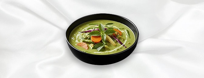 Kaeng Khiao — Thai green curry cooked with lemon leaf, sweet basil & coconut milk, GB Canteen Swanley Thai