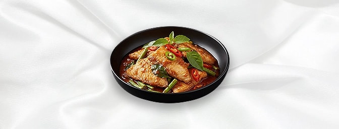 Pad Ped Pla — Fresh fried tilapia fish with fresh chillies, fine beans & holy basil, GB Canteen Swanley Thai