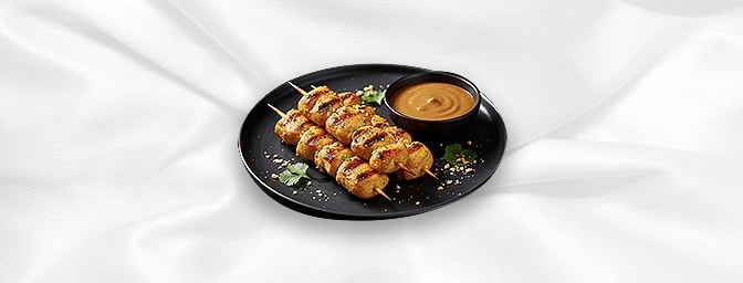 Satay Chicken — Grilled marinated chicken skewers served with peanut sauce, GB Canteen Swanley Thai