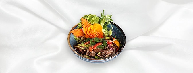 Thai Beef Salad — Slices of grilled Beef tossed with spicy & hot chilli, onions & lime juice, GB Canteen Newington