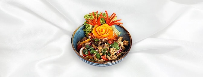 Thai To-Fu Salad — Spicy to-fu, fresh mushrooms & Thai herbs, GB Canteen Newington
