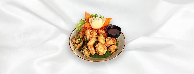Vegetable Tempura — Mixed seasonal vegetables batter coated and fried � served with a sweet chilli sauce, GB Canteen Newingto