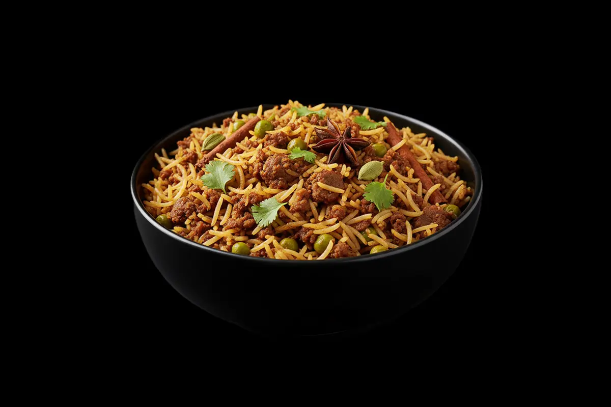 Keema Rice — Basmati rice cooked with spiced minced meat, GB Canteen Buckhurst Hill