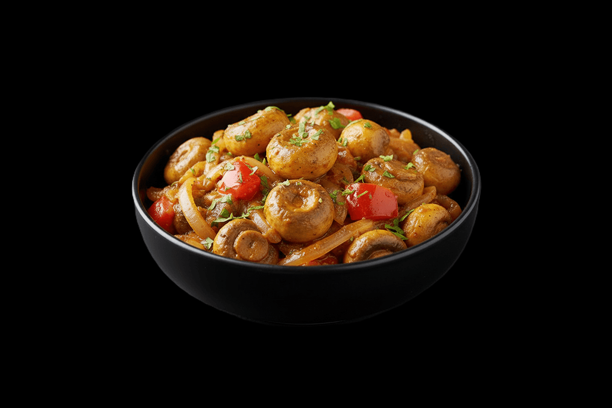 Mushroom Bhajee — Saut�ed mushrooms with a touch of spice, GB Canteen Beaconsfield