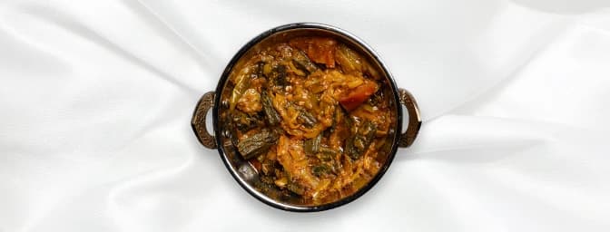 Bhindi Gosth — Tender lamb pieces cooked with okra, GB Canteen Buckhurst Hill