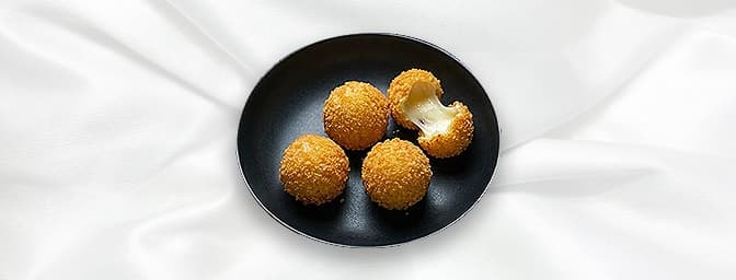 Cheese Balls — Made with potato, corn, coriander & cheese served with salad, GB Canteen Winchester