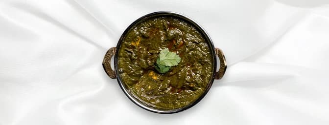 Saag Chicken — Chicken cooked with spinach and spices in clarified butter, GB Canteen Farnham