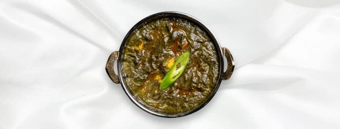 Lamb Saag — Cooked with fresh spinach, garlic and traditional spices, GB Canteen East Molesey