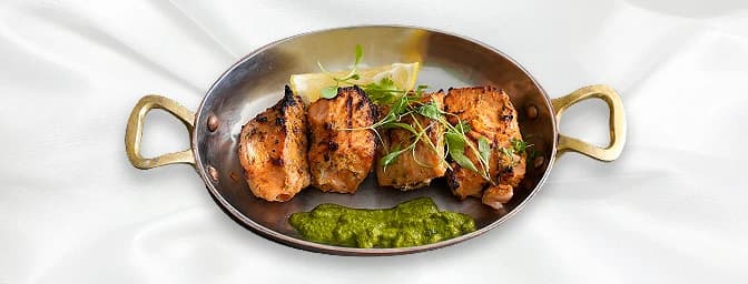 Hariali Chicken Tikka — Barbecued chicken in a fresh mint, spinach & coriander marinade, GB Canteen Chingford