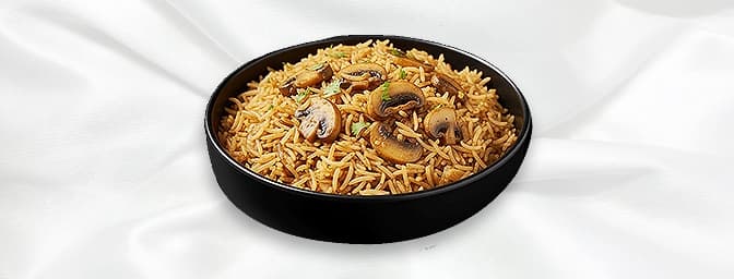 Mushroom Rice — Rice cooked with mushrooms and mild spices, GB Canteen Farnham