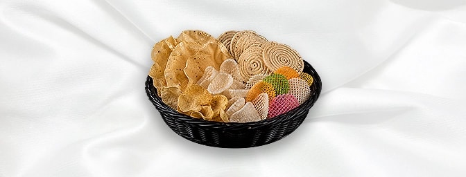 Papadum Basket — A selection of crispy Indian papadums, GB Canteen Hayes