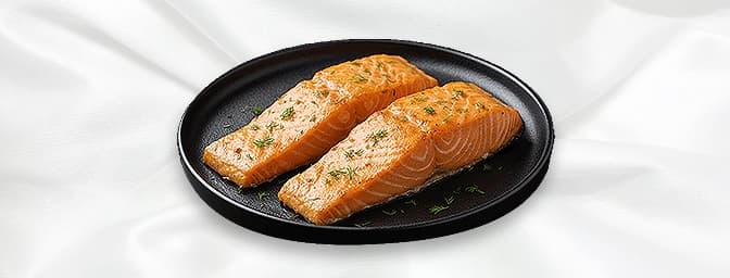 Salmon Tikka — Large pieces of salmon, marinated in mixed spices, grilled in a clay oven, GB Canteen Farnham