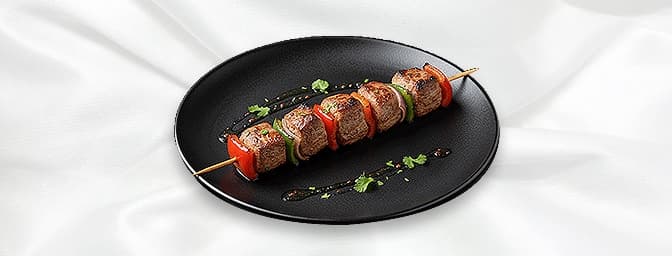 Lamb Shashlik — Grilled lamb skewers with vegetables, GB Canteen Buckhurst Hill