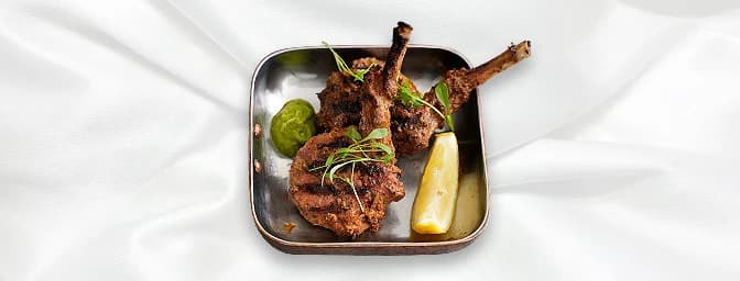 Tandoori Lamb Chops — Spicy lamb chops marinated in yoghurt with black pepper, ginger and cooked in clay oven, GB Canteen Chi
