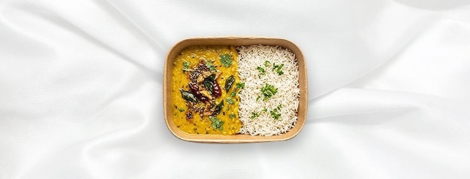 Tarka Dal Rice Bowl - Taster — The perfect petite indulgence for a lighter appetite. Enjoy a curated portion of our silky, te