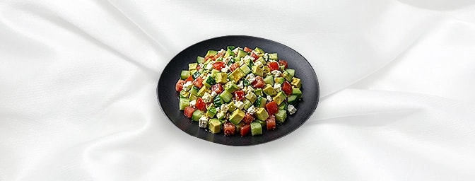 Avocado Salad Gf — Finely Diced Avocado, Cucumber, Tomato, Feta Cheese In A Special Salad Sauce, GB Canteen Hitchin