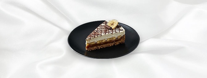 Banoffee Pie — Traditional Banoffee Pie With Bananas, Caramel And Cream, On A Biscuit Base Topped With Chocolate, GB Canteen