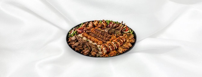 Bosphorus Jumbo Platter — Perfect For Sharing For 4/5 People Lamb Shish, Chicken Shish, Adana Kebab, Chicken Wings 8 Pieces,