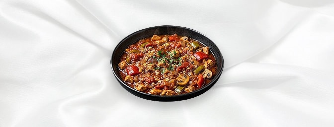 Chicken Casserole — Finely Diced Chicken With Onions, Garlic, Tomatoes, Peppers & Mushrooms, GB Canteen Hitchin