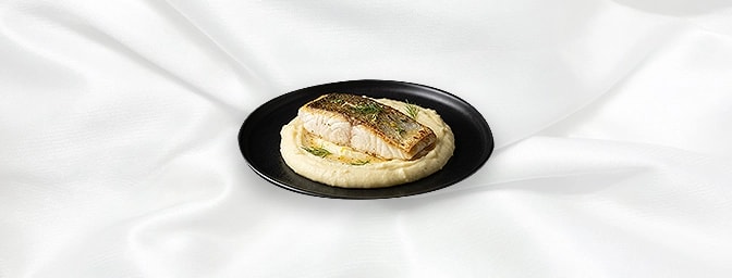 Fillet Seabass — Marinated Fillet Of Seabass Served With Mash Potato, GB Canteen Hitchin