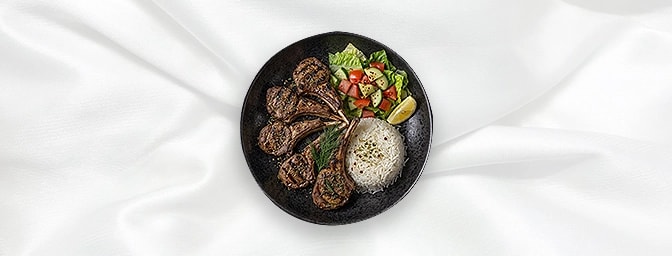 Lamb Ribs — Succulent Lamb Seasoned And Grilled Over Charcoal, Served With Salad And Rice, GB Canteen Hitchin