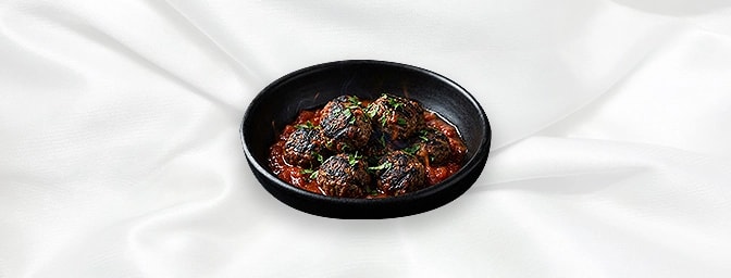 Meatballs — Minced Lamb Meatballs Cooked Over Charcoal With Tomato Sauce, GB Canteen Hitchin