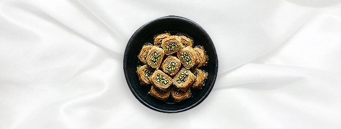 Saray Burmasi — Classical Turkish Rolled Up Filo Pastry Filled With Pistachios And Soaked In Syrup, GB Canteen Hitchin