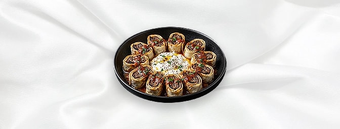 Sarma Lamb Beyti — Specially Prepared Minced Lamb And Herbs On A Skewer, Chargrilled And Wrapped In Thin Homemade Bread, With