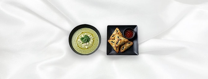 Spinach & Feta Borek V — Filo Pastry Filled With Spinach And Feta Cheese Served With Sweet Chilli Sauce, GB Canteen Hitchin