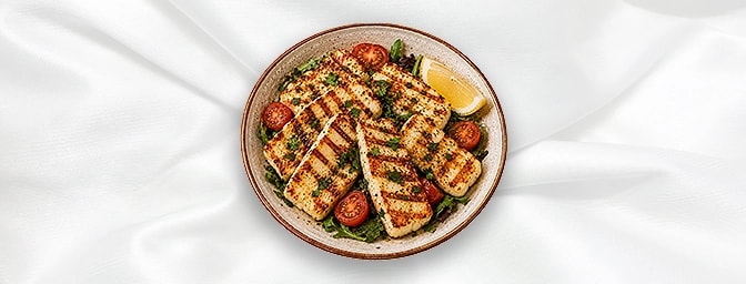 Halloum Meshou A — Grilled Halloumi cheese, GB Canteen Lebanese Barnes