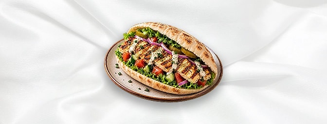 Halloum Meshou Sandwiches — Grilled halloumi cheese, often served as a warm appetizer. The cheese has a firm texture and a sl