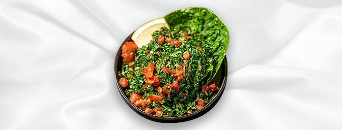 Tabboul A — Minced parsley, mint, onions & tomatoes mixed with cracked wheat, lemon & olive oil, GB Canteen Lebanese Barnes