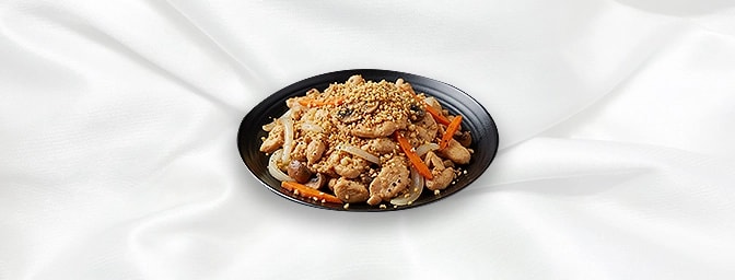 Pad Gratiem Prik-Tai — Stir-fried garlic & black pepper with onion, carrot & mushroom, GB Canteen Petts Wood Thai