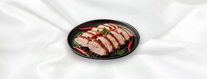 Chilli Duck Sizzling — Duck slices with peppercorn, red chilli & crispy basil, GB Canteen Petts Wood Thai