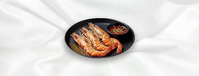 Goong Phow — Char-grilled king prawn with dipping chilli sauce, GB Canteen Petts Wood Thai