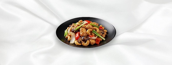 Pad Med-Mamuang — Stir-fried with cashew nuts, onions, peppers, mushrooms & spring onion, GB Canteen Petts Wood Thai