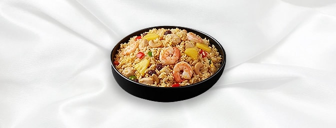 Pineapple Rice — Fried rice with chicken, prawns, peppers, raisins & cashew nuts, GB Canteen Petts Wood Thai