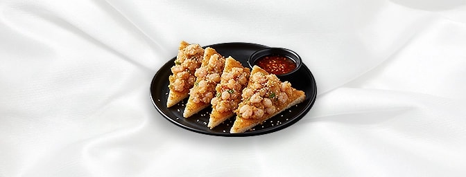 Prawn on Toast — Minced prawns with garlic, pepper & coriander root on toast, GB Canteen Petts Wood Thai