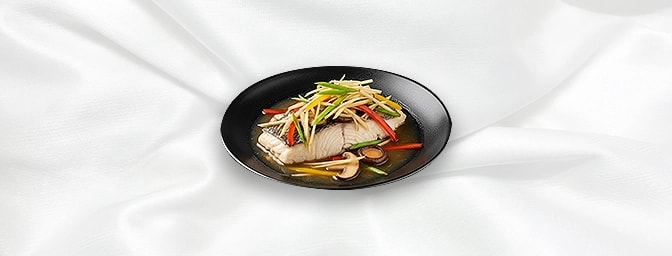 Steamed Sea Bass with Ginger — Steamed sea bass with soya sauce, ginger, spring onion & mushroom, GB Canteen Petts Wood Thai